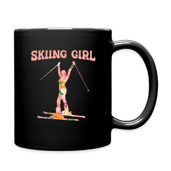 Ski Skifahren Skier - Tasse einfarbig - Schwarz - Rechts