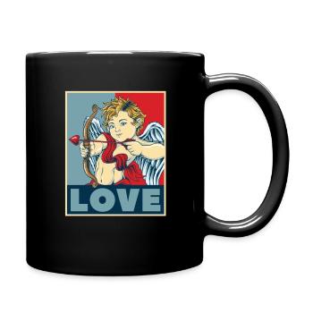 Valentinstag Valentines Day - Tasse einfarbig - Schwarz - Rechts