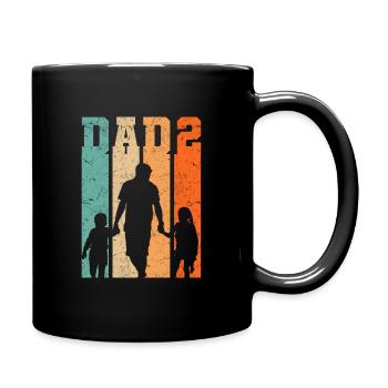 Dad hoch 2 zweifacher Papa Sohn Tocher - Tasse einfarbig - Schwarz - Rechts