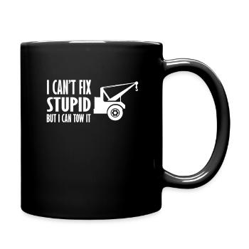 Abschleppwagen Abschleppdienst Abschlepper - Tasse einfarbig - Schwarz - Rechts
