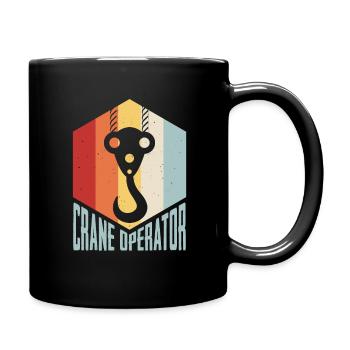 Retro Kran Baukran Vintage Kranfahrer Kranführer - Tasse einfarbig - Schwarz - Rechts
