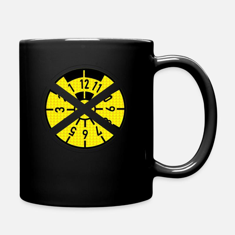 Zerschnittene Hu-Plakette (Gelb) - Tasse einfarbig - Schwarz