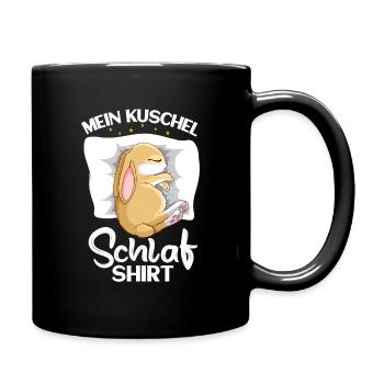 Kaninchen Hase Kuschel Schlafshirt - Tasse einfarbig - Schwarz - Rechts