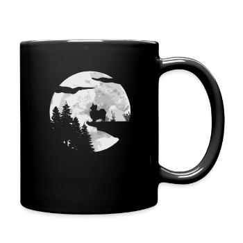 Papillon Hund - Tasse einfarbig - Schwarz - Rechts