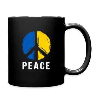 Peace Sign Ukrainian Flag - Peace Grunge - Full Colour Mug - black - Right