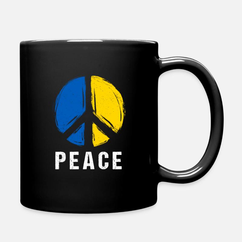 Friedenszeichen Ukrainische Flagge - Peace Grunge - Tasse einfarbig - Schwarz