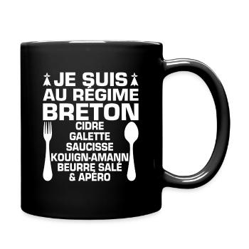 Régime Breton Humour Bretagne Apéro - Mug uni - noir - Droite