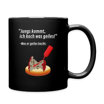 Was er geiles kocht: | für Bros - Tasse einfarbig - Schwarz - Rechts