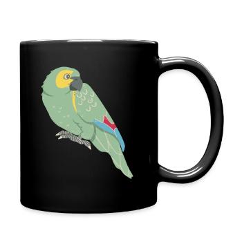 Papagei: Blaustirnamazone - Tasse einfarbig - Schwarz - Rechts