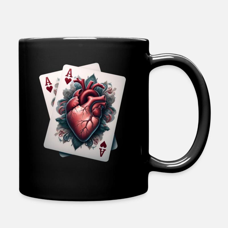 Herz Ass - Tasse einfarbig - Schwarz