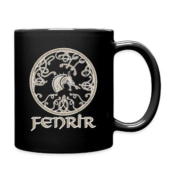 Fenriswolf, Fenrir, Wolf, nordischen Mythologie - Tasse einfarbig - Schwarz - Rechts