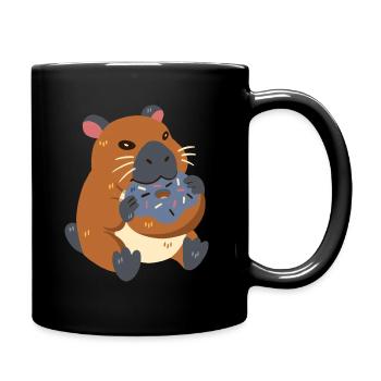 Capybara au beignet - Mug uni - noir - Droite