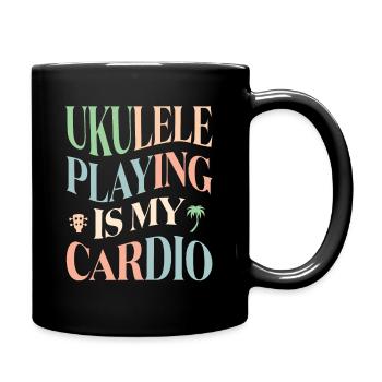 Jouer du ukulélé est mon cardio - Mug uni - noir - Droite