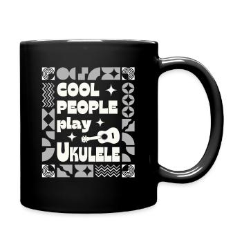 Cool people play Ukulele weiss - Tasse einfarbig - Schwarz - Rechts