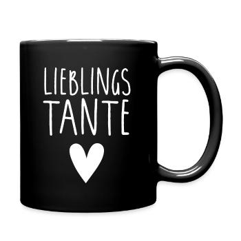 Lieblingstante Herz - Tasse einfarbig - Schwarz - Rechts