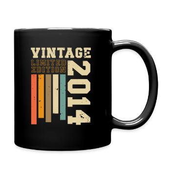 Vintage 2014 Jahrgang Retro Geburtstag Geschenk - Tasse einfarbig - Schwarz - Rechts