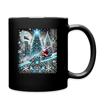"Neon Noël: Weihnachten der Zukunft" - Tasse einfarbig - Schwarz - Rechts