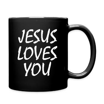 Jesus loves you - Full Colour Mug - black - Right