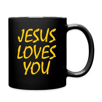 Jesus loves you - Tasse einfarbig - Schwarz - Rechts