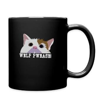 puppy pwease cat cats pussy kitten cat idea - Full Colour Mug - black - Right