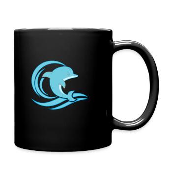 Dauphins surf dauphins vague idée cadeau mer - Mug uni - noir - Droite
