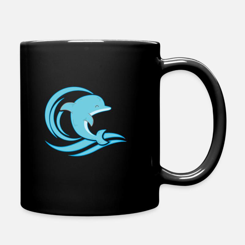Surfender Delfin Welle Delfine Geschenk Idee Meer - Tasse einfarbig - Schwarz