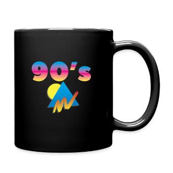90's 90iger Party Jahrzehnt Geschenk Idee Jahrgang - Tasse einfarbig - Schwarz - Rechts