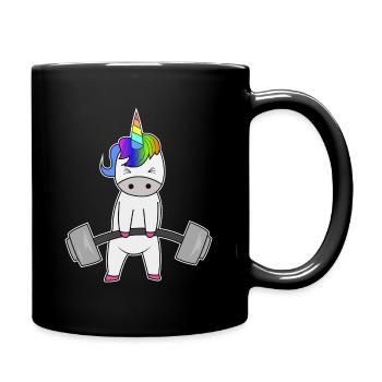 Unicorn dumbbell workout strength training gift - Full Colour Mug - black - Right