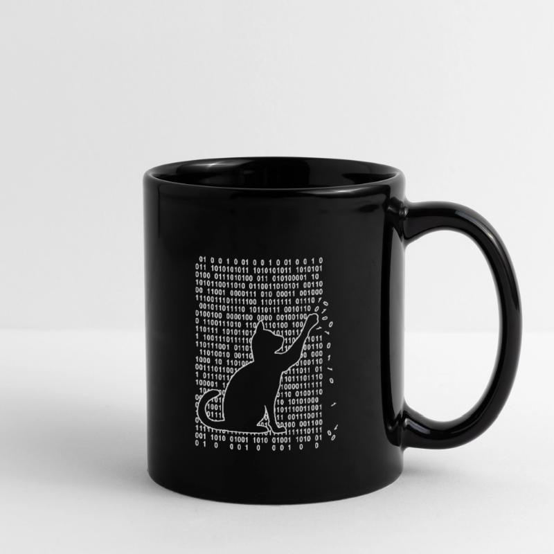 Cat in the system Cat plays with binary code Full Colour Mug
