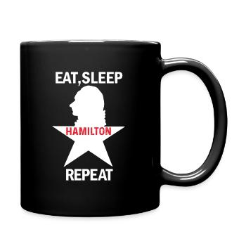 Essen-Schlafen-Hamilton-Wiederholung - Tasse einfarbig - Schwarz - Rechts