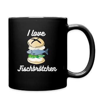 I Love Fischbroetchen Brathering Geschenk Norden - Tasse einfarbig - Schwarz - Rechts