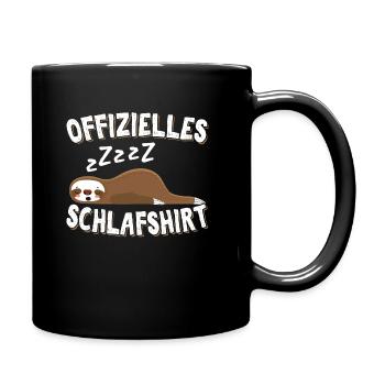 Offizielles Schlafshirt mit schlafendem Faultier - Tasse einfarbig - Schwarz - Rechts