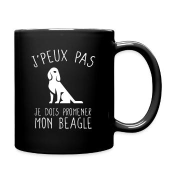 J'peux pas / Beagle / Chien de chasse humour drôle - Mug uni - noir - Droite