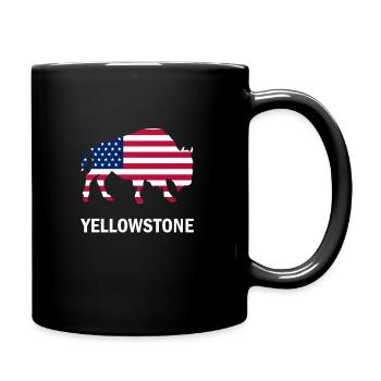 Yellowstone-Bison-Büffel Amerikanische Flagge - Tasse einfarbig - Schwarz - Rechts