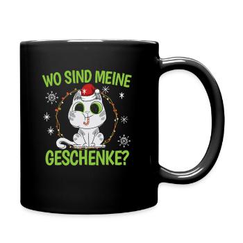Wo Sind Meine Geschenk Kätzchen Weihnachtliches - Tasse einfarbig - Schwarz - Rechts