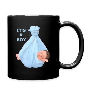 Es ist ein Junge Baby Babyparty schwanger - Tasse einfarbig - Schwarz - Rechts