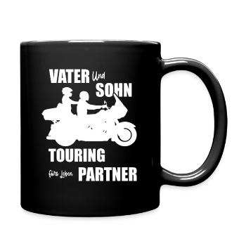 Vater Sohn Motorrad Touring Geschenkidee - Tasse einfarbig - Schwarz - Rechts