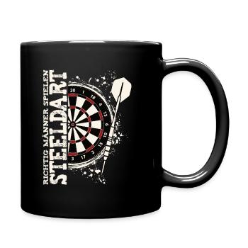 Richtige Männer spielen Steeldart Dart Kneipe Fun - Tasse einfarbig - Schwarz - Rechts