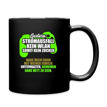 Gestern Stromausfall Gamer Zocken Videospiele - Tasse einfarbig - Schwarz - Rechts