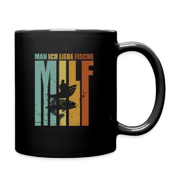 Angler Fischerei Fischen AngelnGeschenkidee - Tasse einfarbig - Schwarz - Rechts