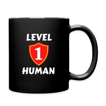 Level 1 Mensch - Tasse einfarbig - Schwarz - Rechts