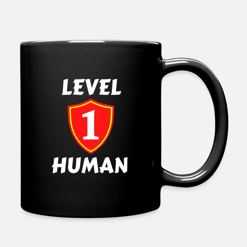 Level 1 Mensch - Tasse einfarbig - Schwarz