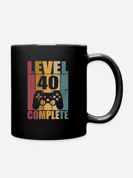 40. Geburtstag Level 40 Complete Gamer 40 Jahre - Tasse einfarbig - Schwarz