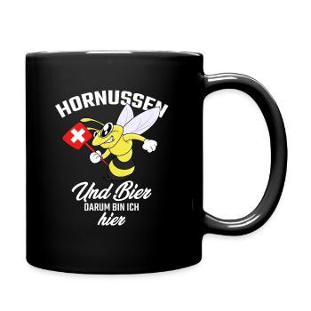 Hornussen und Bier - Tasse einfarbig - Schwarz - Rechts