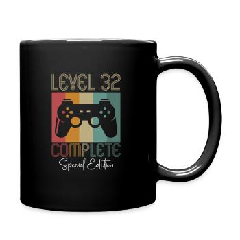32nd Birthday Level 32 Unlocked Gamer 32 years - Full Colour Mug - black - Right