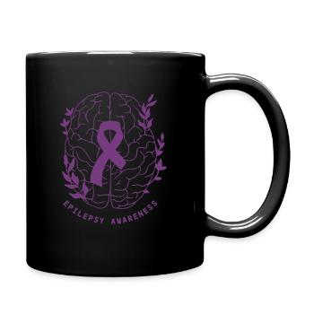 Epilepsy Awareness We Wear Purple Epilepsy Brain - Full Colour Mug - black - Right