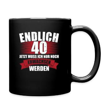 Endlich 40. Geburtstag Mann Frau Jahrgang 1982 - Tasse einfarbig - Schwarz - Rechts