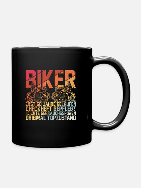 60. Geburtstag Vatertag Mann Biker Geschenk Motorr - Tasse einfarbig - Schwarz