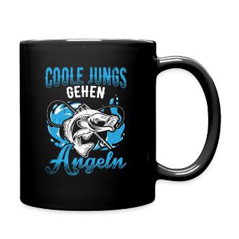 Coole Jungs gehen Angeln - Angler Fischer Kinder J - Tasse einfarbig - Schwarz - Rechts