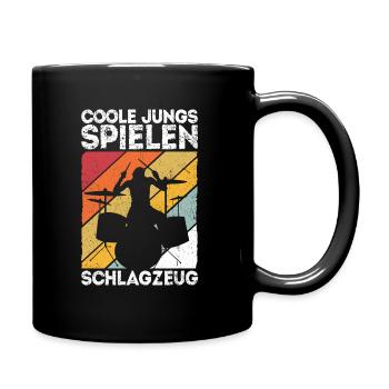 Coole Jungs spielen Schlagzeug - Drummer Jungen - Tasse einfarbig - Schwarz - Rechts